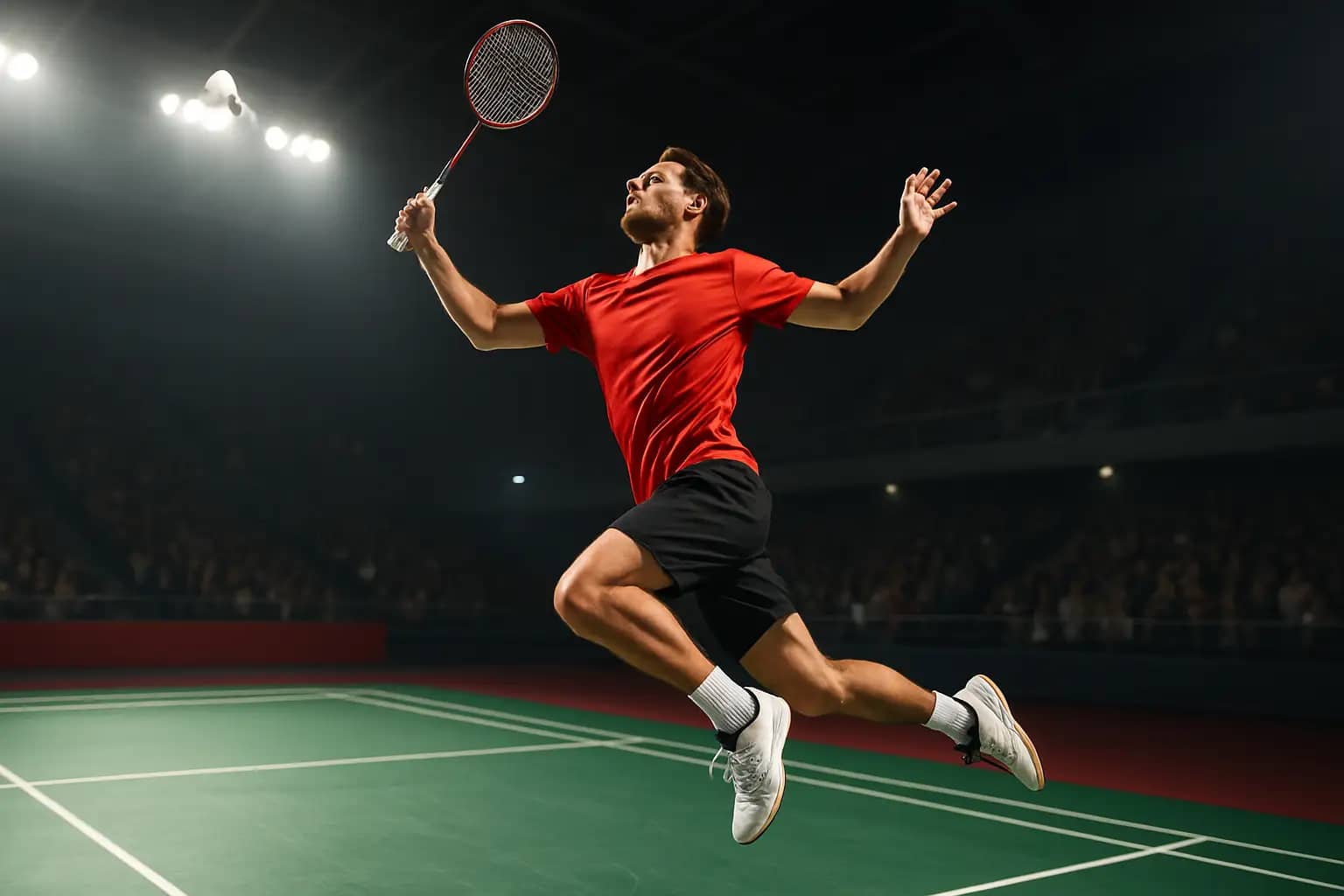 Indian badminton player in action during a US Open match