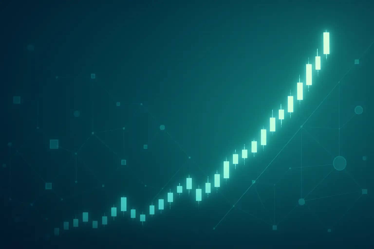 Abstract visualization of cryptocurrency market recovery with upward trending digital asset charts