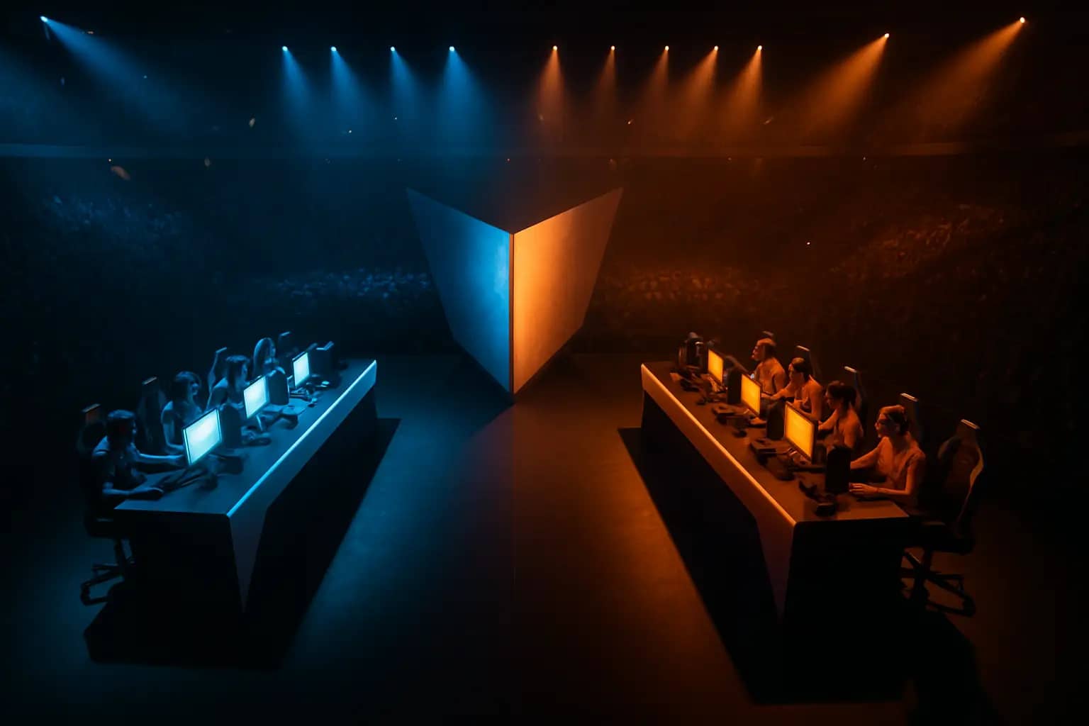 Two Rainbow Six Siege teams facing off on a digital competitive stage with an Oceanic regional backdrop