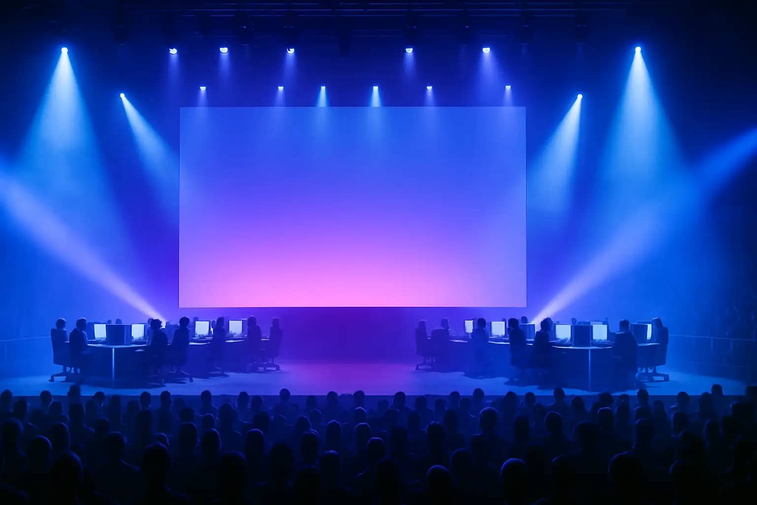 Dota 2 players competing on stage at a major international esports tournament