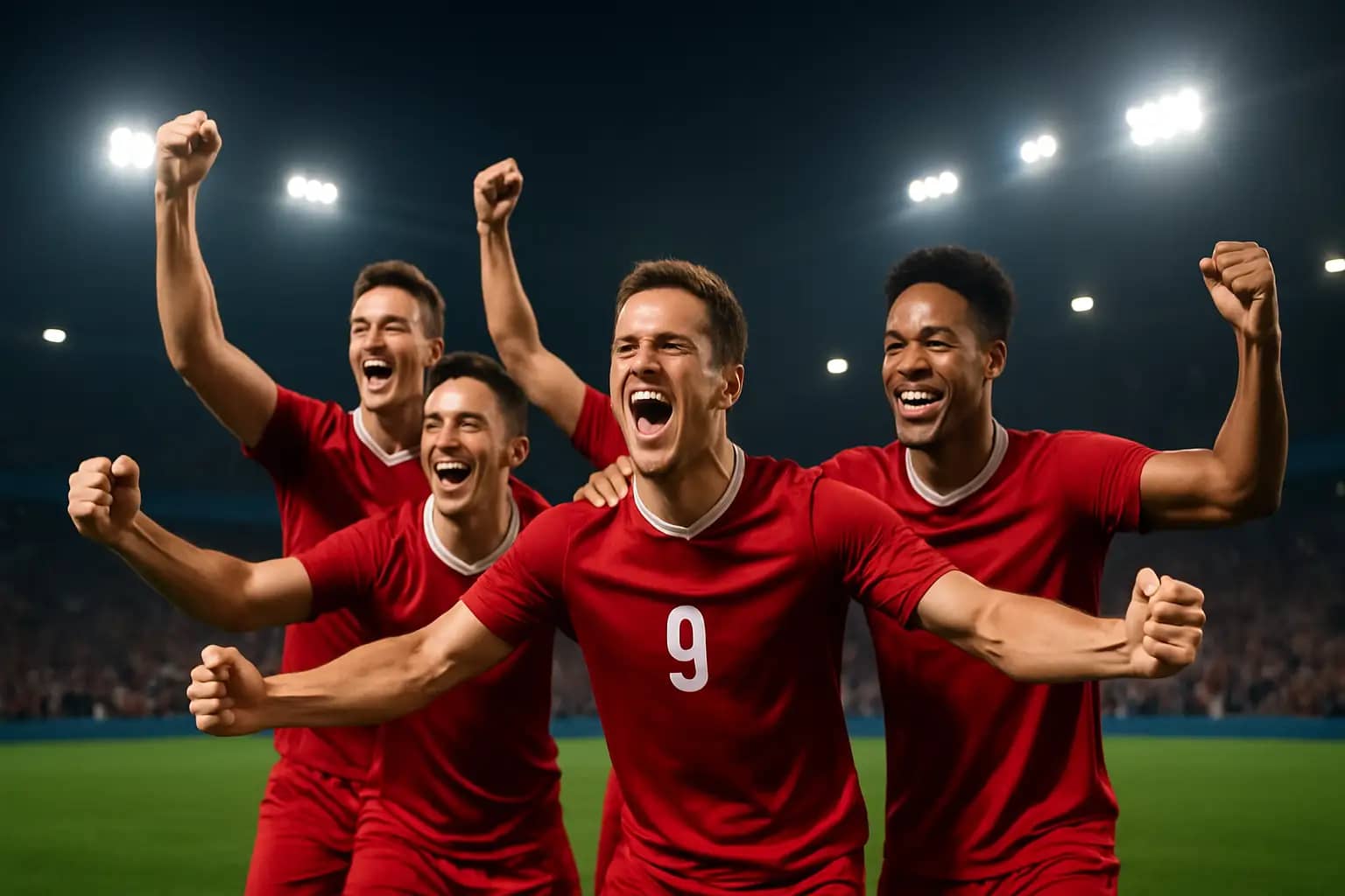 Canada football players celebrating after qualifying for the World Cup round of 16