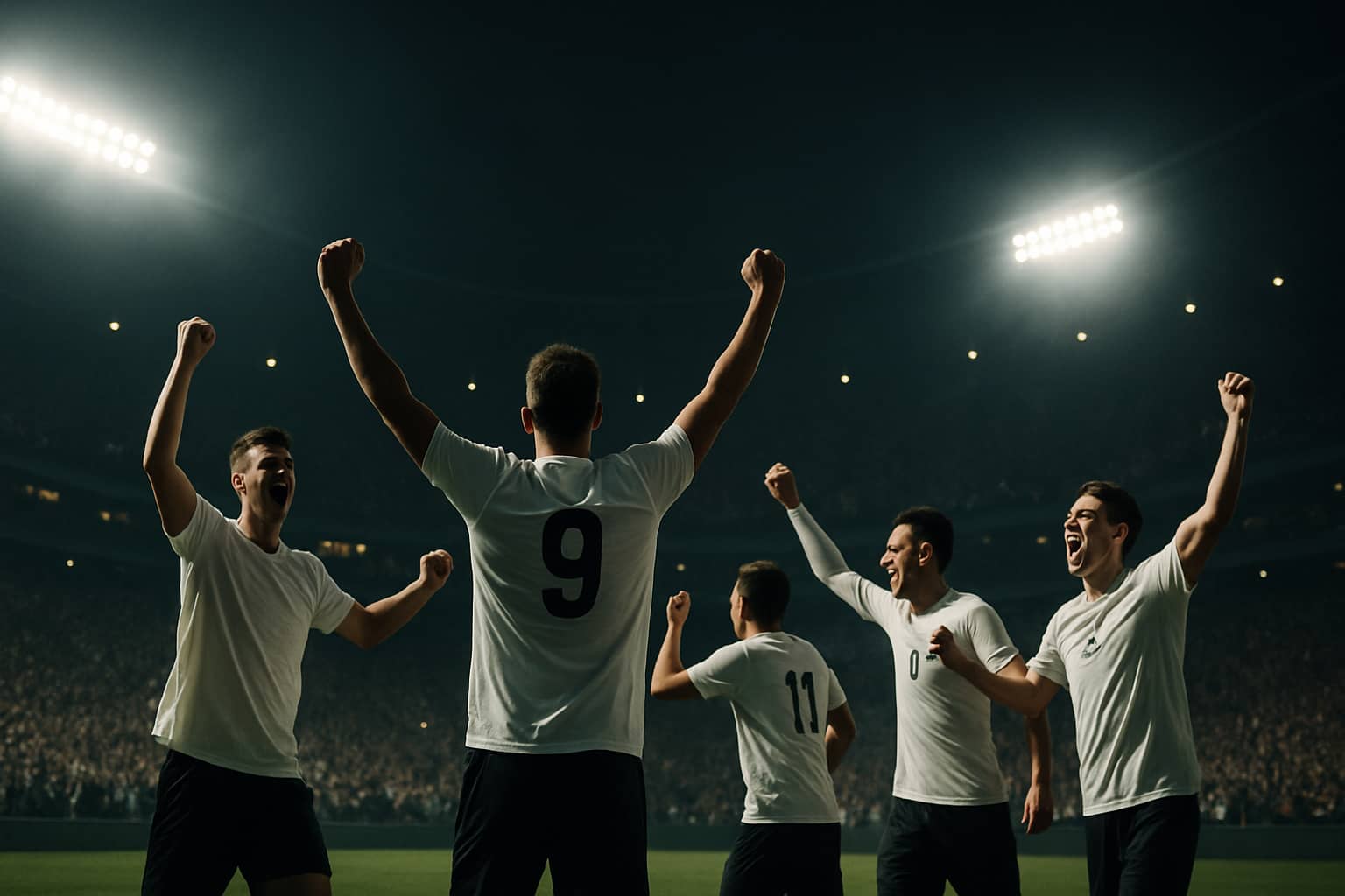 England footballers celebrating a goal during the FIFA World Cup Group L match against Croatia