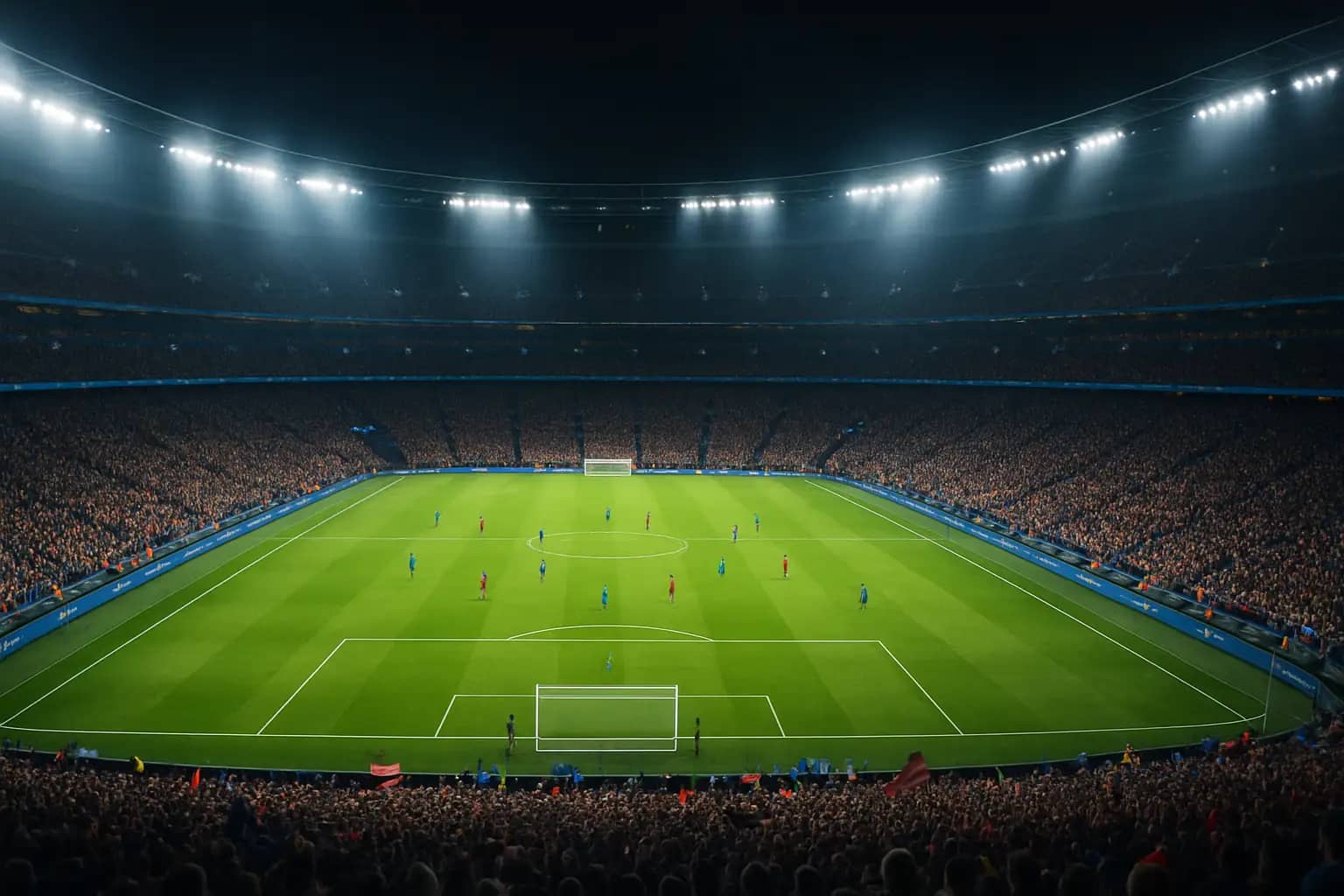 A packed football stadium lit up at night during a FIFA World Cup group stage match