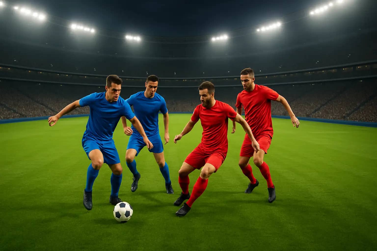 Switzerland and Canada football players competing on the pitch during a World Cup group stage match