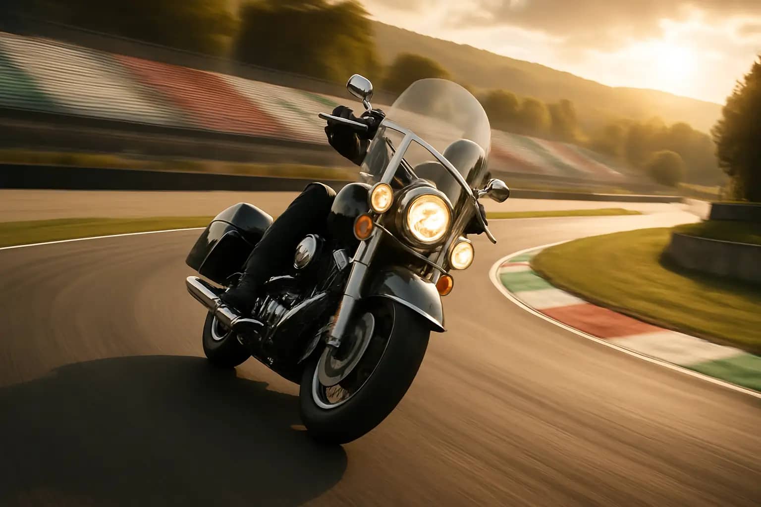 Harley-Davidson Bagger motorcycle racing at Mugello circuit