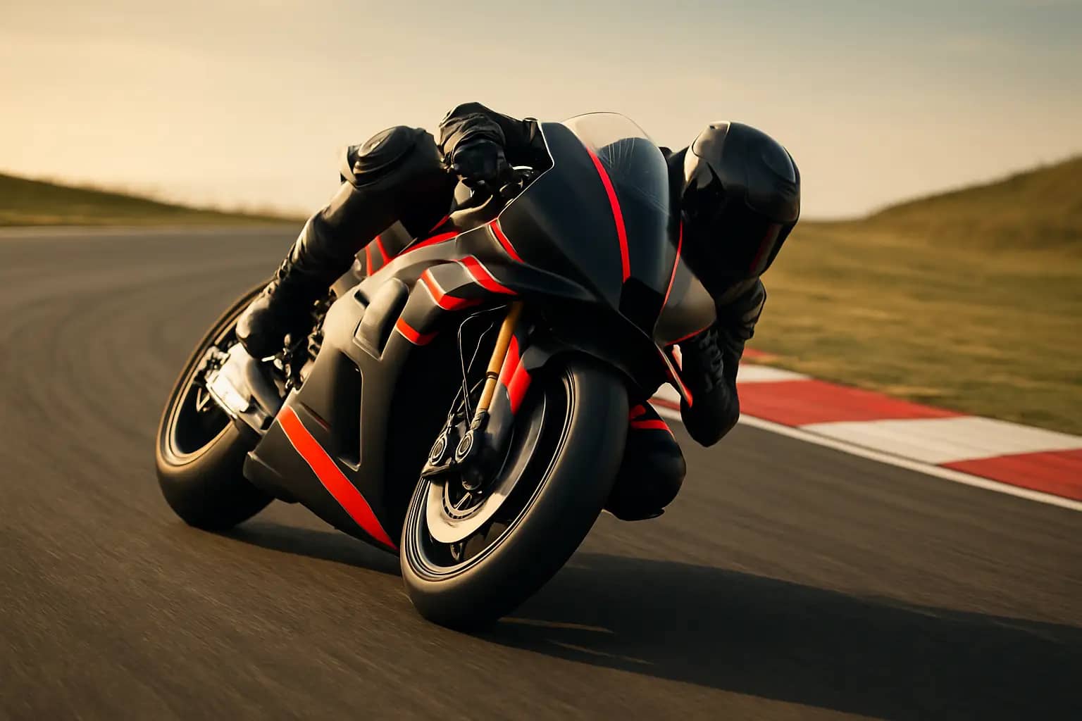 MotoGP rider on an Aprilia bike leaning through a fast corner at a European circuit