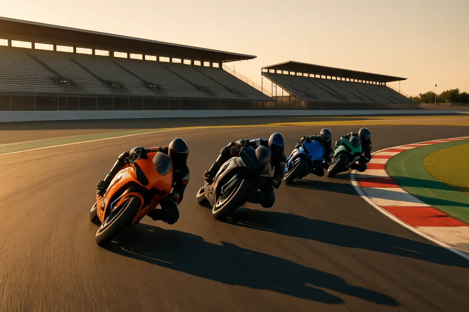 MotoGP motorcycles racing on a circuit during a grand prix