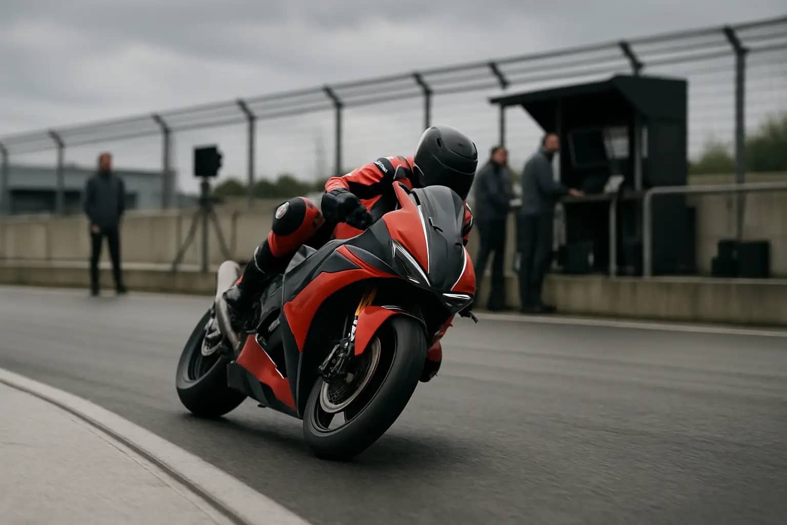 MotoGP prototype motorcycle on track during a tyre testing session at a European circuit