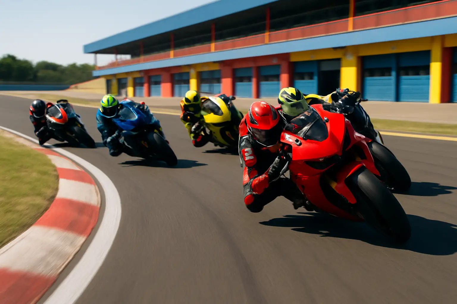 MotoGP riders battling through a corner at the start of the season